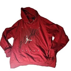 Air Jordan Flight Pullover Hoodie Red Graphic Print Sweatshirt